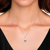 Cultured Freshwater Pearl Sterling Silver 18 Inch Pendant Necklace