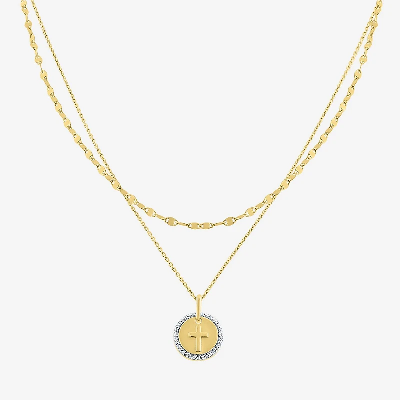 Yes, Please! Womens Lab Grown White Diamond Accent 14K Gold Over Silver 2-pc. Necklace Set