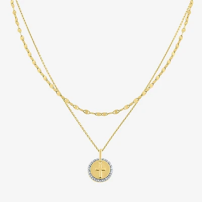 Yes, Please! Womens Lab Grown White Diamond Accent 14K Gold Over Silver 2-pc. Necklace Set