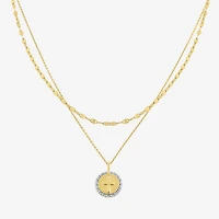 Yes, Please! Womens Lab Grown White Diamond Accent 14K Gold Over Silver 2-pc. Necklace Set