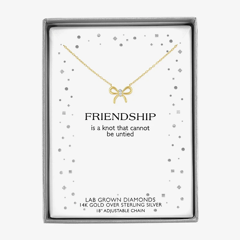 Diamond Addiction (G-H, Si2-I1), Bow Womens Diamond Accent Lab Grown White Diamond Accent 14K Gold Over Silver Bow 18 Inch Pendant Necklace