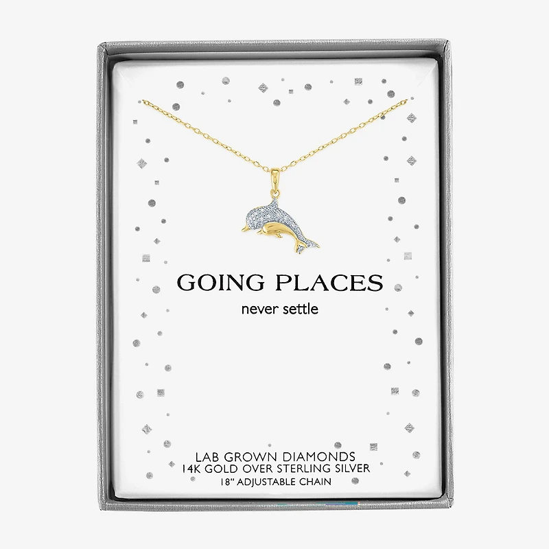 Diamond Addiction (G-H, Si2-I1), Dolphin Womens Diamond Accent Lab Grown White Diamond Accent 14K Gold Over Silver 18 Inch Pendant Necklace