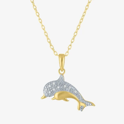 Diamond Addiction (G-H, Si2-I1), Dolphin Womens Diamond Accent Lab Grown White Diamond Accent 14K Gold Over Silver 18 Inch Pendant Necklace