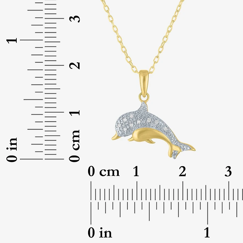 Diamond Addiction (G-H, Si2-I1), Dolphin Womens Diamond Accent Lab Grown White Diamond Accent 14K Gold Over Silver 18 Inch Pendant Necklace
