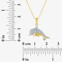 Diamond Addiction (G-H, Si2-I1), Dolphin Womens Diamond Accent Lab Grown White Diamond Accent 14K Gold Over Silver 18 Inch Pendant Necklace