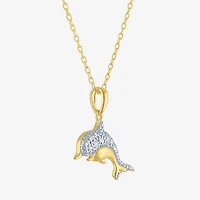 Diamond Addiction (G-H, Si2-I1), Dolphin Womens Diamond Accent Lab Grown White Diamond Accent 14K Gold Over Silver 18 Inch Pendant Necklace