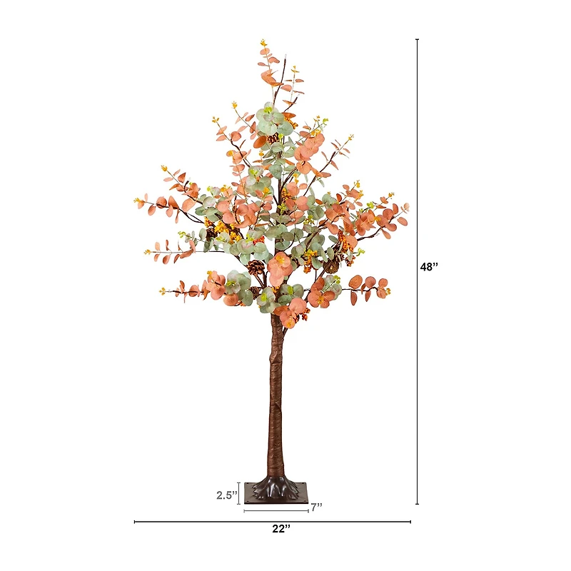 Nearly Natural 4ft Autumn Eucalyptus Lighted Indoor Artificial Tree