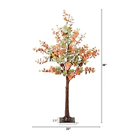 Nearly Natural 4ft Autumn Eucalyptus Lighted Indoor Artificial Tree