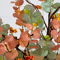 Nearly Natural 4ft Autumn Eucalyptus Lighted Indoor Artificial Tree