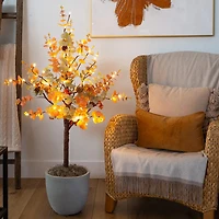 Nearly Natural 4ft Autumn Eucalyptus Lighted Indoor Artificial Tree
