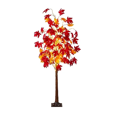 Nearly Natural 6ft Pre-Lit Autumn Weeping Maple Lighted Indoor Artificial Tree