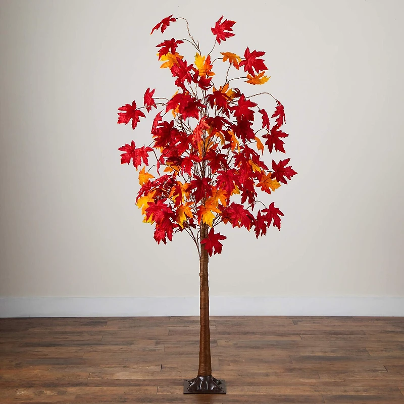 Nearly Natural 6ft Pre-Lit Autumn Weeping Maple Lighted Indoor Artificial Tree