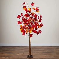 Nearly Natural 6ft Pre-Lit Autumn Weeping Maple Lighted Indoor Artificial Tree