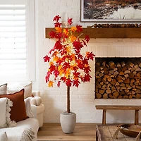 Nearly Natural 6ft Pre-Lit Autumn Weeping Maple Lighted Indoor Artificial Tree