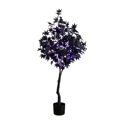 Nearly Natural 4ft Pre-Lit Black Maple Lighted Indoor Artificial Tree