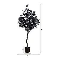 Nearly Natural 4ft Pre-Lit Black Maple Lighted Indoor Artificial Tree