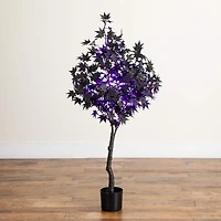 Nearly Natural 4ft Pre-Lit Black Maple Lighted Indoor Artificial Tree