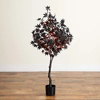 Nearly Natural 4ft Pre-Lit Black Maple Lighted Indoor Artificial Tree