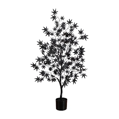 Nearly Natural 4ft Halloween Black Maple Indoor Artificial Tree