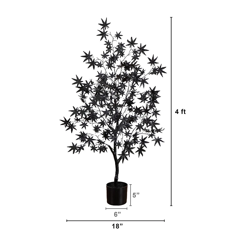 Nearly Natural 4ft Halloween Black Maple Indoor Artificial Tree