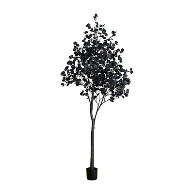 Nearly Natural 9ft Pre-Lit Black Eucalyptus Lighted Indoor Artificial Tree