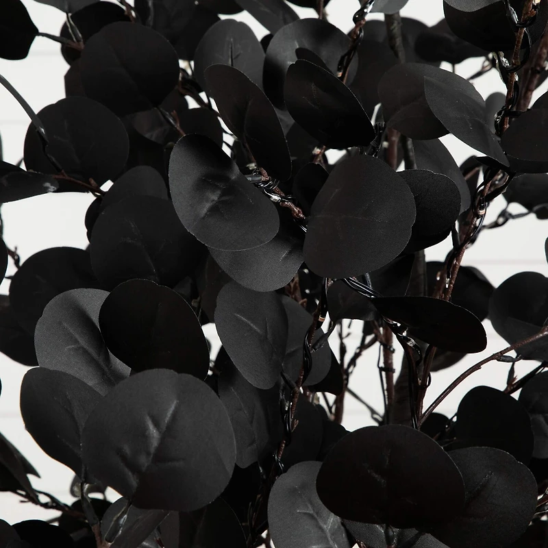 Nearly Natural 9ft Pre-Lit Black Eucalyptus Lighted Indoor Artificial Tree