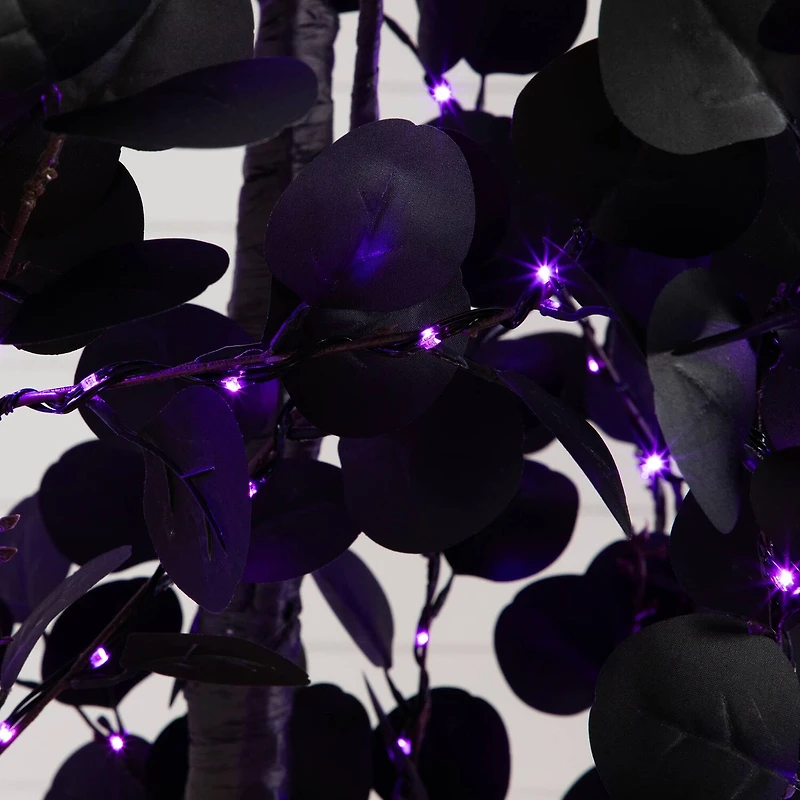 Nearly Natural 9ft Pre-Lit Black Eucalyptus Lighted Indoor Artificial Tree