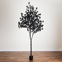 Nearly Natural 9ft Pre-Lit Black Eucalyptus Lighted Indoor Artificial Tree