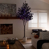 Nearly Natural 9ft Pre-Lit Black Eucalyptus Lighted Indoor Artificial Tree