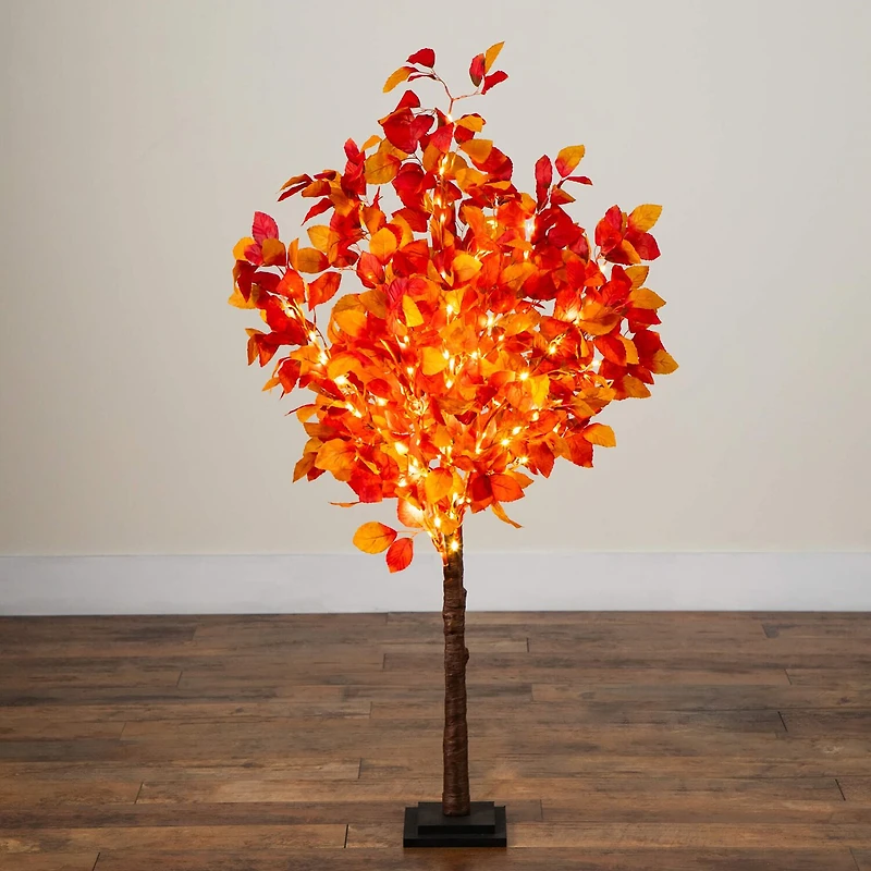 Nearly Natural 4ft Pre-Lit Autumn Lighted Indoor Artificial Tree