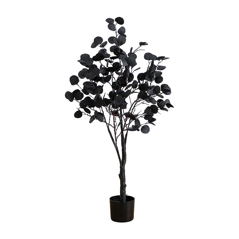Nearly Natural 4ft Pre-Lit Black Eucalyptus Lighted Indoor Artificial Tree