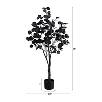 Nearly Natural 4ft Pre-Lit Black Eucalyptus Lighted Indoor Artificial Tree