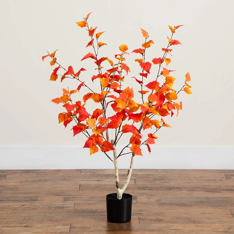Nearly Natural 3ft Birch Fall Indoor Artificial Tree