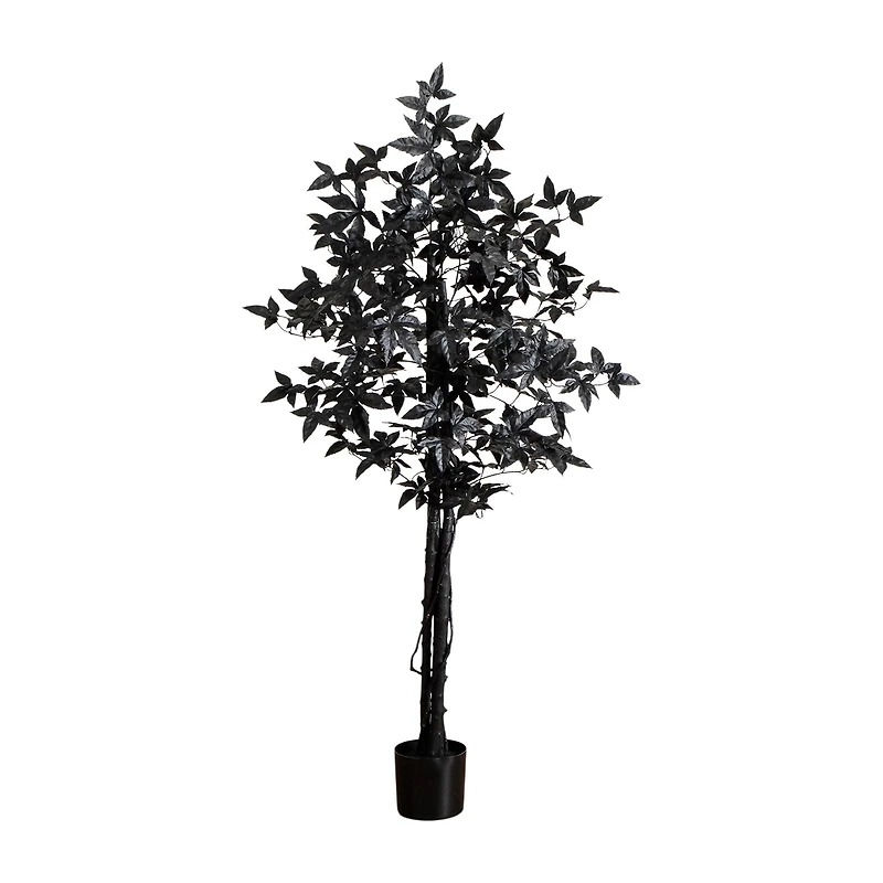 Nearly Natural 5ft Halloween Black Maple Indoor Artificial Tree