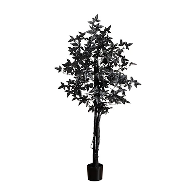 Nearly Natural 5ft Halloween Black Maple Indoor Artificial Tree
