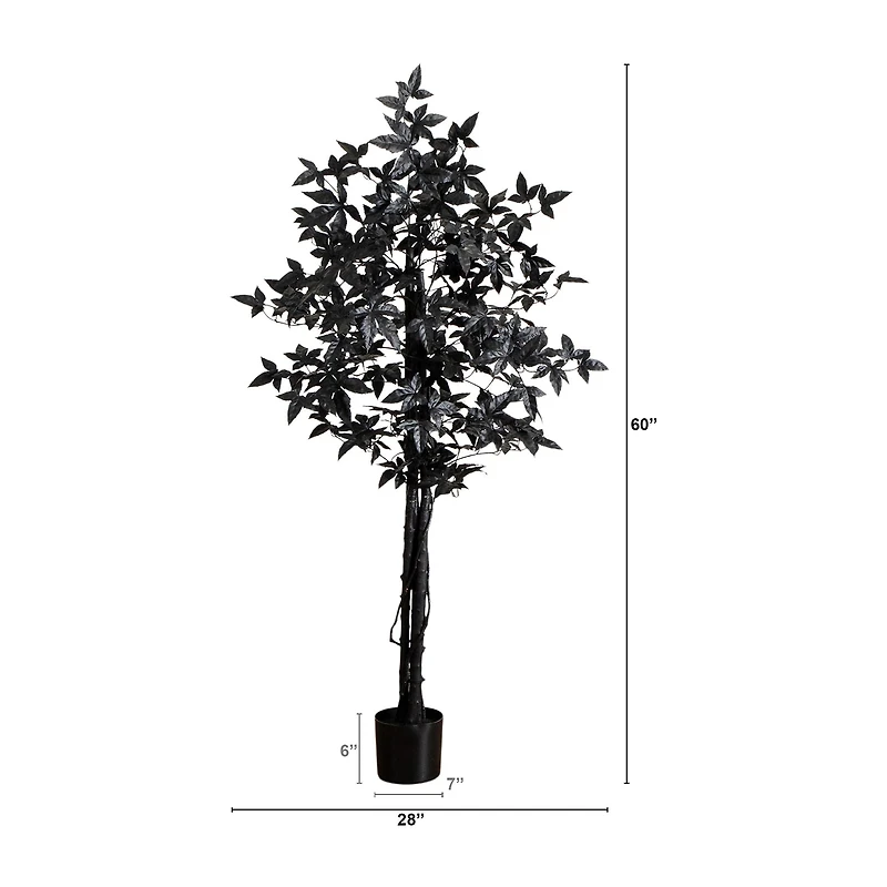 Nearly Natural 5ft Halloween Black Maple Indoor Artificial Tree