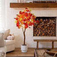Nearly Natural 5ft Autumn Maple Fall Lighted Indoor Artificial Tree