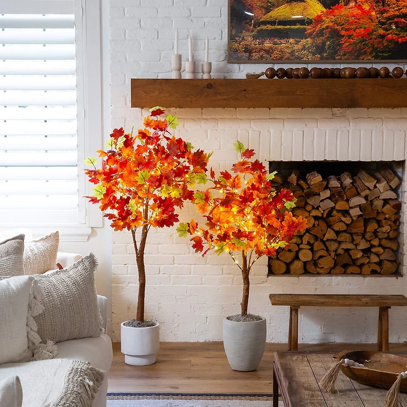 Nearly Natural 5ft Autumn Maple Fall Lighted Indoor Artificial Tree