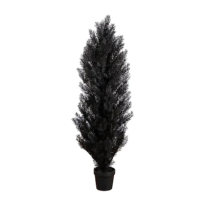 Nearly Natural Halloween Black Cedar Indoor Outdoor Artificial Tree