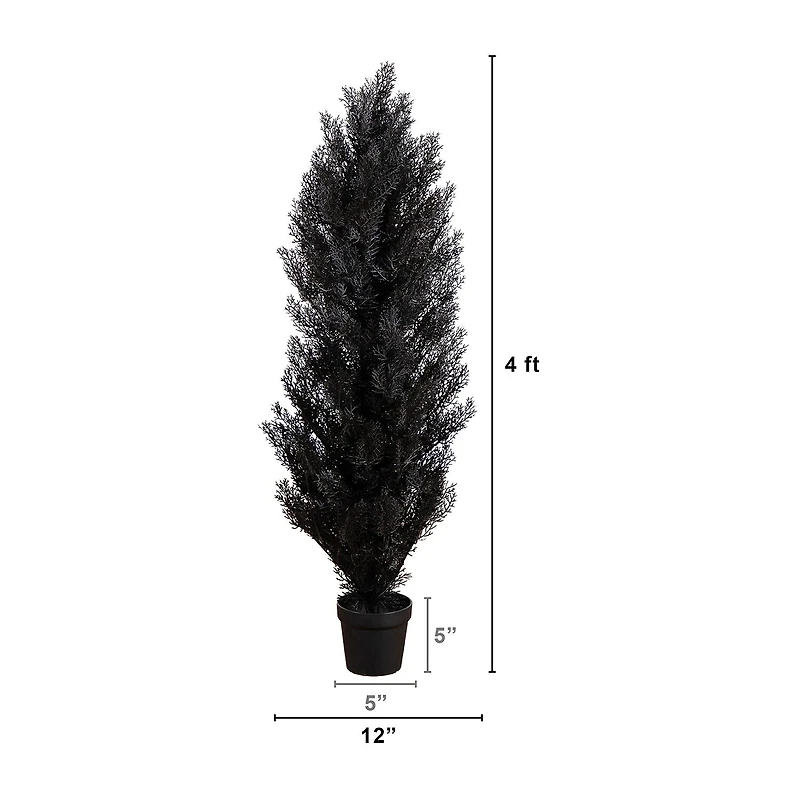 Nearly Natural Halloween Black Cedar Indoor Outdoor Artificial Tree