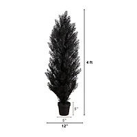 Nearly Natural Halloween Black Cedar Indoor Outdoor Artificial Tree
