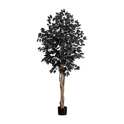 Nearly Natural 5ft Halloween Black Ficus Indoor Artificial Tree