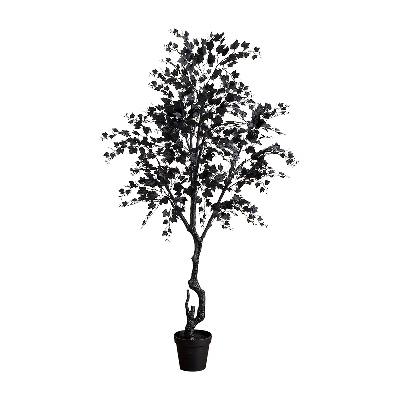 Nearly Natural 7ft Halloween Black Maple Indoor Artificial Tree