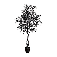 Nearly Natural 7ft Halloween Black Maple Indoor Artificial Tree