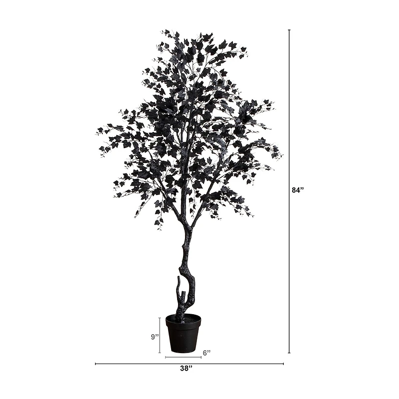 Nearly Natural 7ft Halloween Black Maple Indoor Artificial Tree