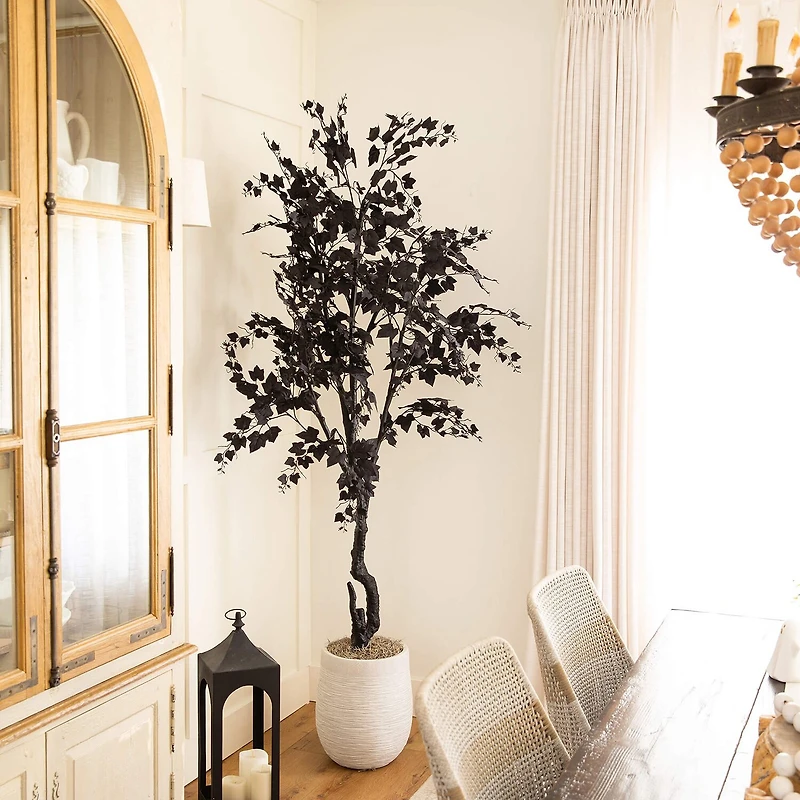 Nearly Natural 7ft Halloween Black Maple Indoor Artificial Tree
