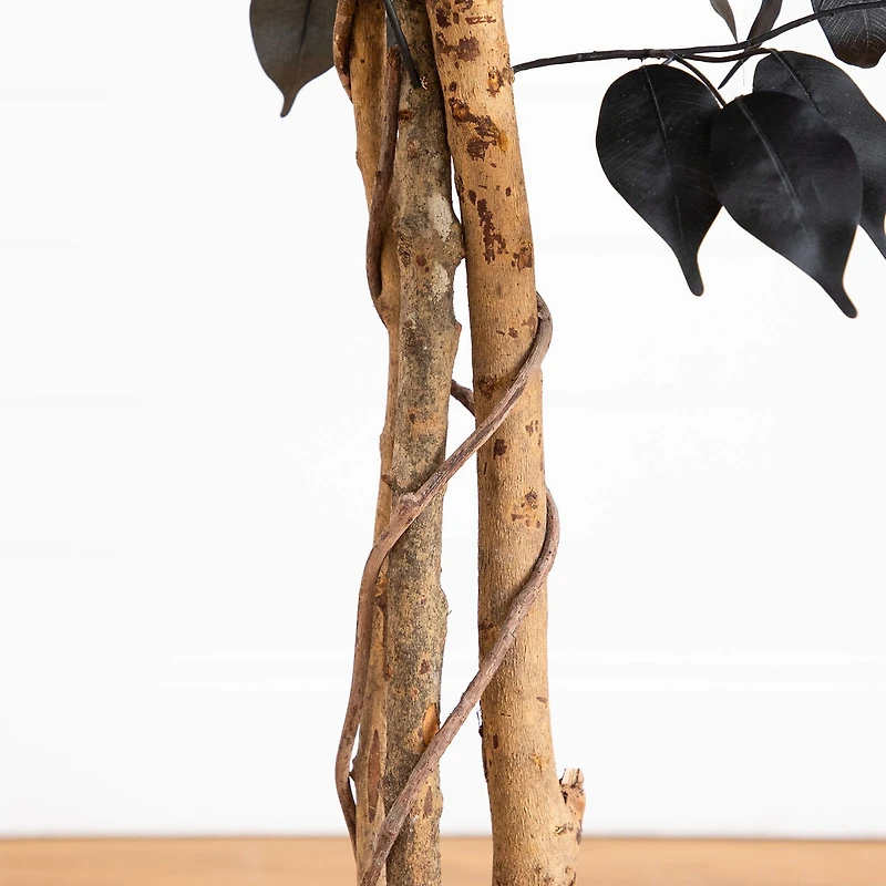 Nearly Natural 4ft Halloween Black Ficus Indoor Artificial Tree