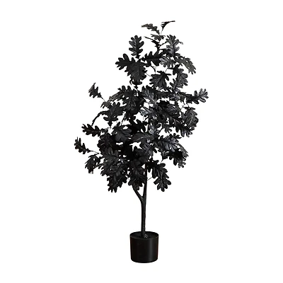 Nearly Natural 4ft Halloween Black Oak Indoor Artificial Tree