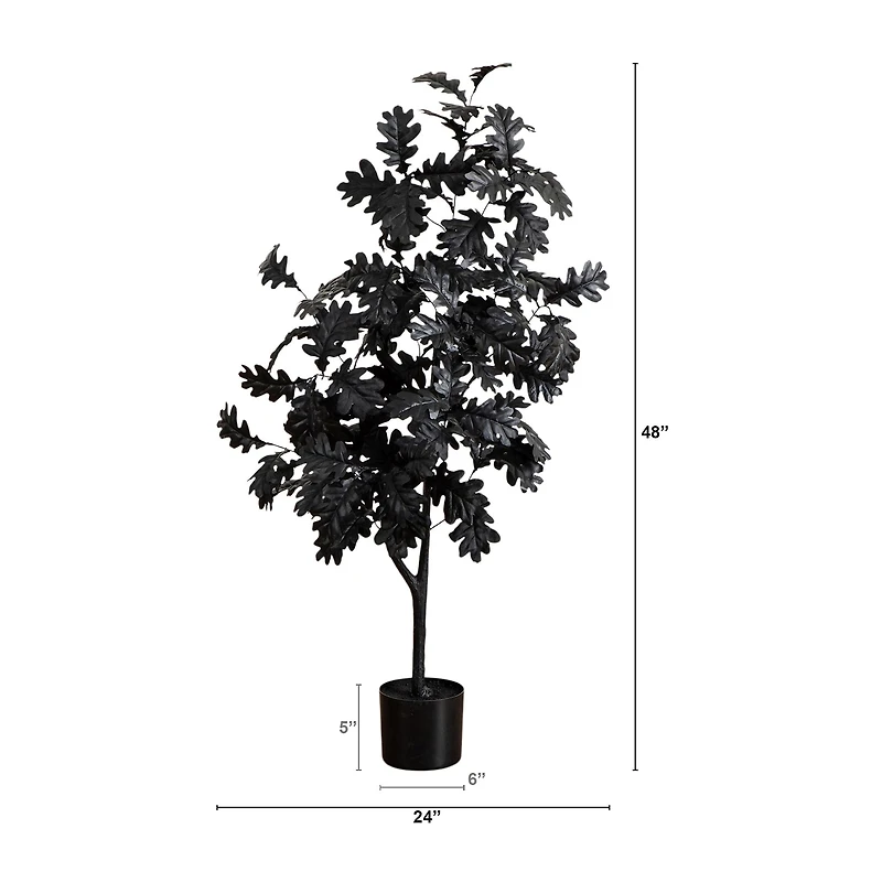 Nearly Natural 4ft Halloween Black Oak Indoor Artificial Tree