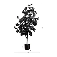 Nearly Natural 4ft Halloween Black Oak Indoor Artificial Tree